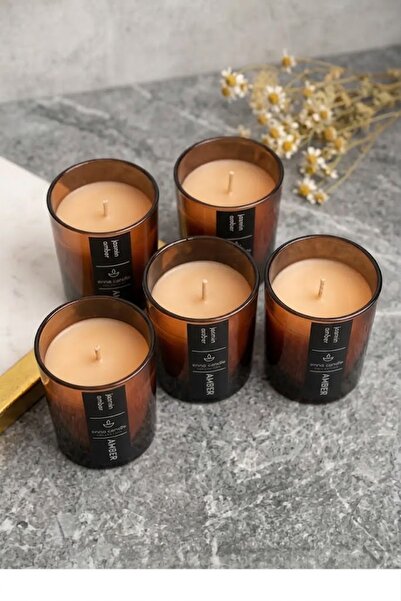 Popilero 5'li Enna Candle Amber Kokulu Mum