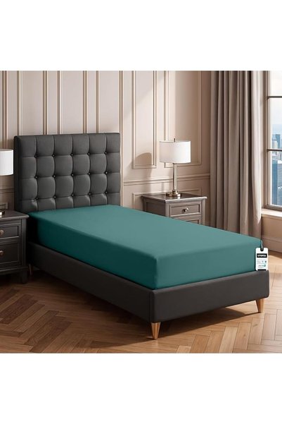 COTTON HOME Super Soft Fitted Bed Sheet, Single Size, Teal Color, 90X190+20 Cm, Ch-197, Fitted Bed Sheet