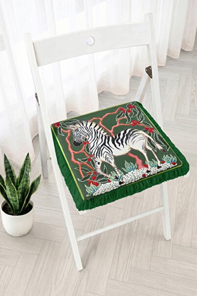 Realhomes Zebra Figured Tropical Leaf and Red Fruit Patterned Fringed Zippere...