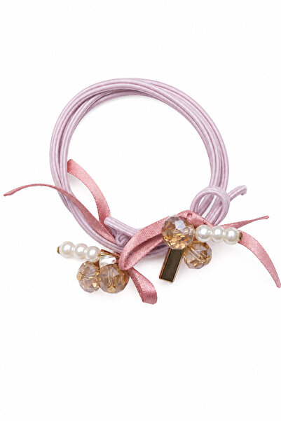 Jack Ferrero Stylish Light Pink Ribbon and Bead Detailed Flexible Hair Tie