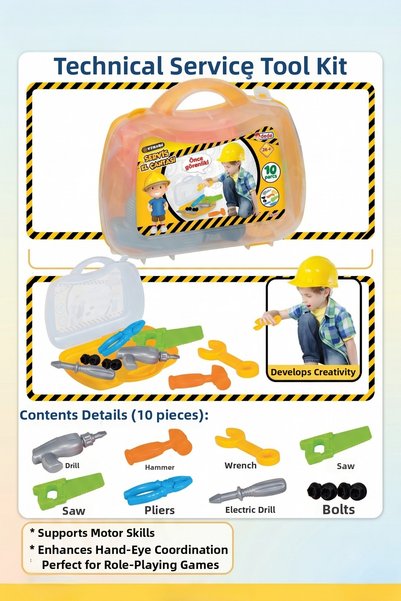 craftivio Repair Set with Toy Bag - Technical Service Handbag Educational Toy (Ages 3+)
