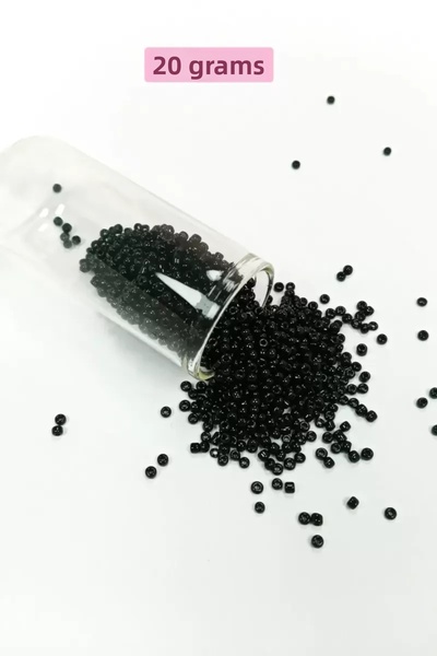 Mestore Bulk glass sand beads (11/0) 2 mm - 20 grams - black - bnc010