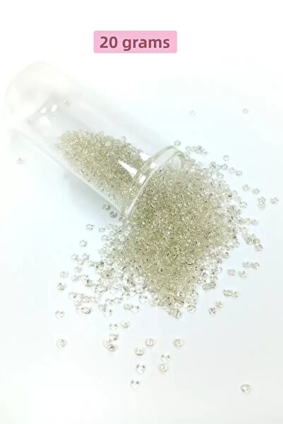 Mestore Bulk glass sand beads (11/0) 2 mm - 20 grams - transparent white - bn...