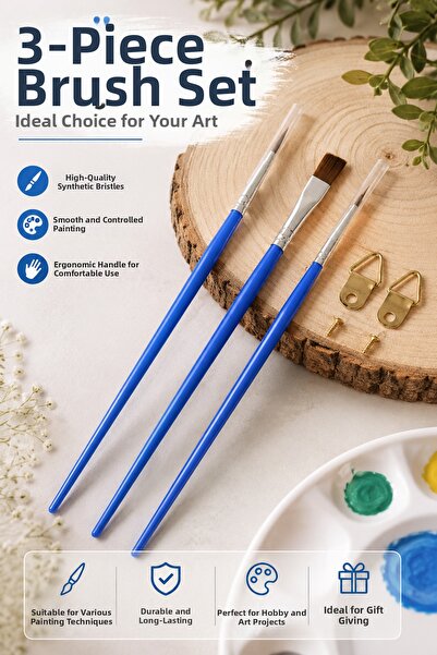 Corvo Oil and Acrylic Paint Brush Set with 3 Pieces Packaging and Hanger Appa...