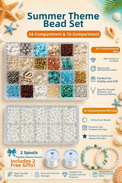 By MO Accessories مجموعة صندوق خرز اللؤلؤ مع الخرز والألوان ذات الطابع الصيفي...