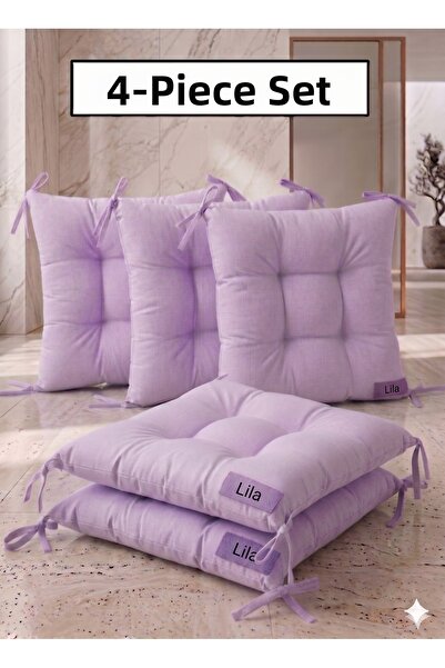 Mirayra Tekstil 4-Piece Garden, Balcony, Living Room Chair Cushion, with Laces