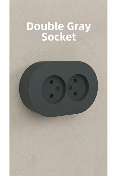 Eco Lounge Anthracite Colored Surface Mounted Double Grounded Electrical Socket