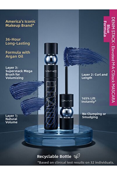 M.A.C 8 ml Blue Mascara Volumizing Lifting Lengthening Double-Sided Brush 36 ...