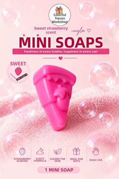renkli izler atölyesi Strawberry Scented Mini Sweet Design Hand Soap Pink Dre...