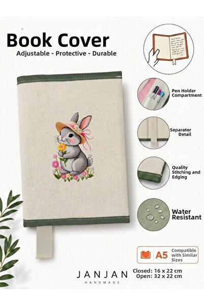 JANJAN Natural Fabric Book Cover,Washable Book Cover,Book Protector,32X22 cm ...