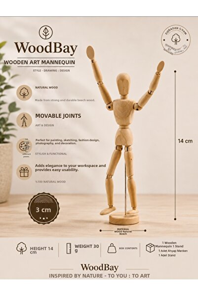 WoodBay Wooden Unjointed Mannequin - Drawing Painting Sketching Stylist Fashi...