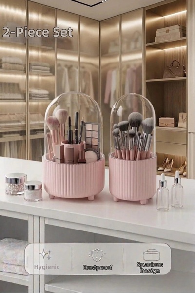 Galeriyo 360 Rotatable Makeup Organizer and Brush Organizer with Transparent ...
