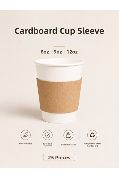 alenked Cardboard Cup Cover 8oz - 9oz - 12 oz (25 Pcs)