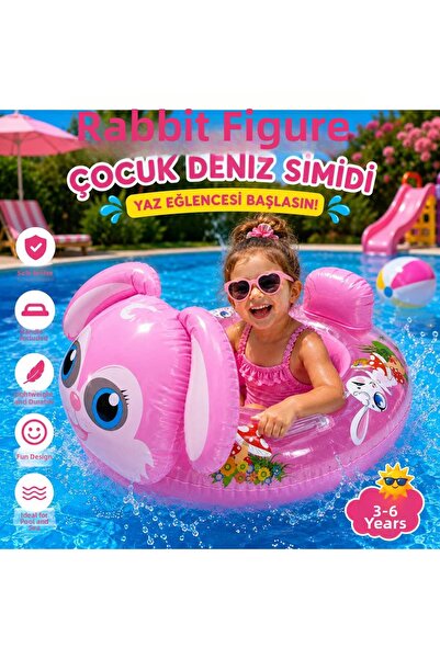 Generica Children's Swim Ring with Rabbit Figure, Inflatable Swimming Ring, S...