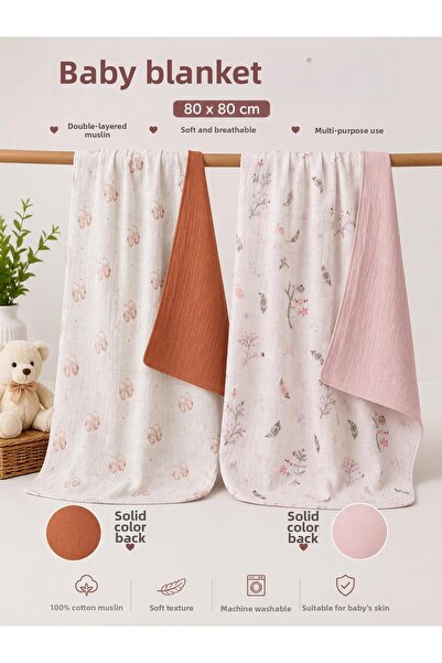 Zümra Baby Multi-Purpose Double-Sided Muslin Blanket & Blanket Set of 2 100% ...