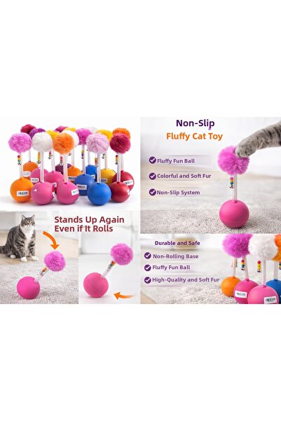 Generic Brand Giant Hacıyatmaz Non-Tipping Cat Toy XXL 33 cm Furry Toy with B...