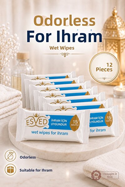 İlkbenaldim Ihrama Suitable Unscented Wet Wipes 180 Pieces Wet Wipes for Hajj...