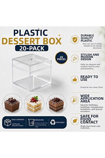 Bkmc Plastic Dessert Bowl 20 Pack 4X4 cm with Lid |   Mini Magnolia, Pudding,...