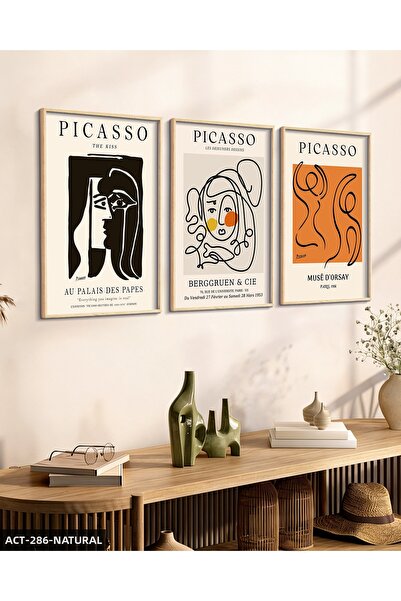 CeSht Lucrări Picasso 3 piese pictate, înrămate în lemn ACT