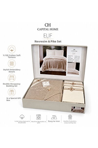 Capital Home Double Bedding Set with Knitted Blanket 7 Pieces