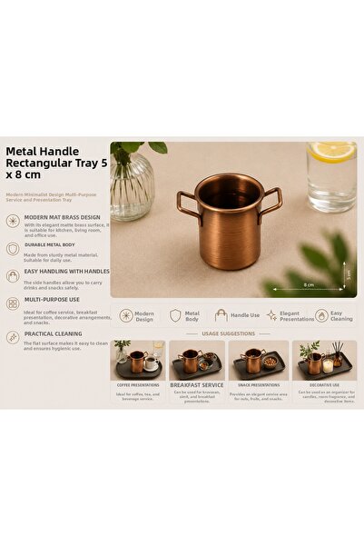 PALU GASTRO Copper Mini Presentation Bucket 8X5 cm Metal Sauce Bowl with Hand...