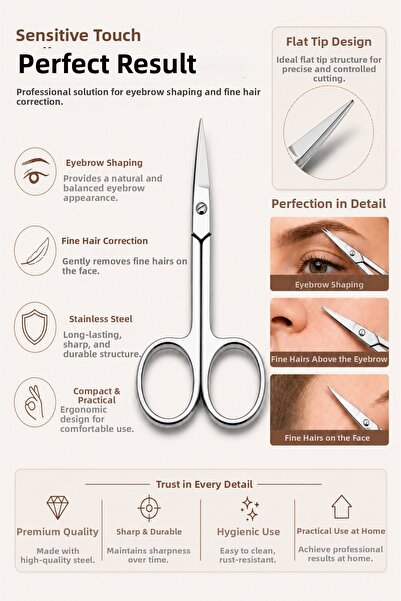 Rulia Professional Flat Tip Eyebrow and Fine Feather Trimming Scissors Stainl...