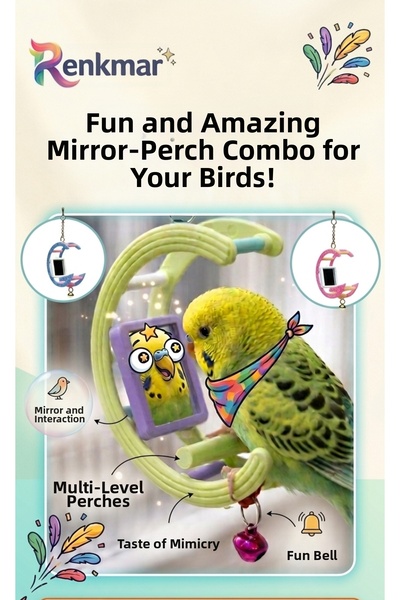 renkmar Mirrored Gondola Bird Swing Budgie Canary Finch Etc Birds Bird Toys