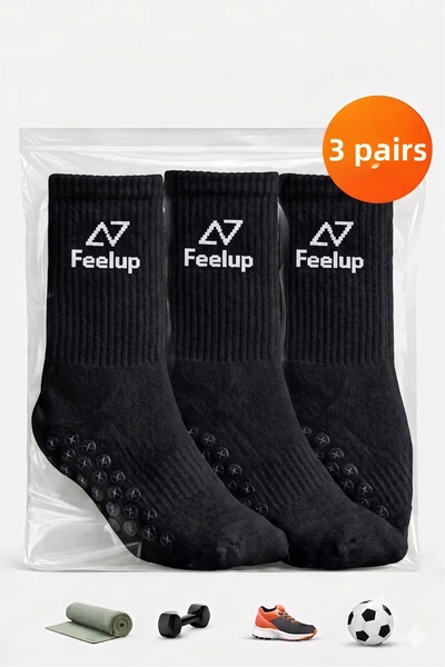 feelup 3 ζευγάρια αντιολισθητικές κάλτσες ποδοσφαίρου και για χαλιά, λευκές -...
