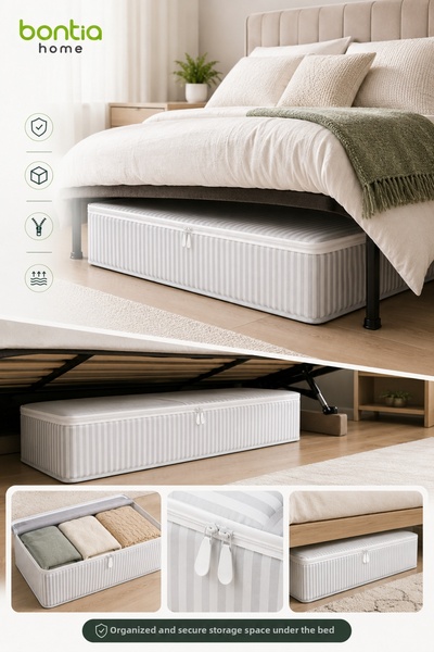 Bontia Storage Bag 10-Piece Large Set 60X40X20 cm Under-Bed Storage Bag with Zipper Quilt Blanket Clothing Organizer Multi-Purpose Storage Box 10 Pieces