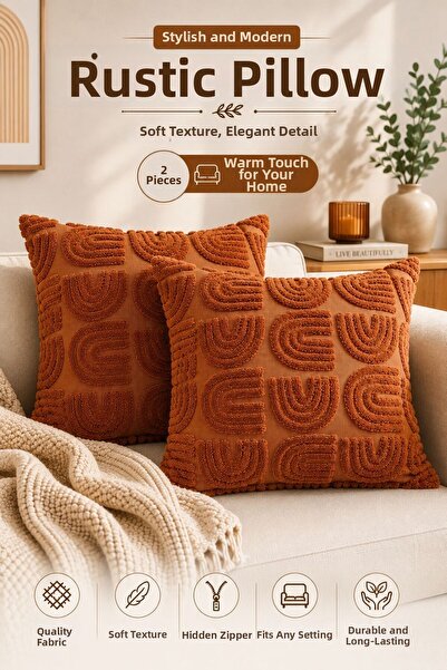 OTEXSA Husă de pernă decorativă modernă, texturată în relief, set de 2, pentr...