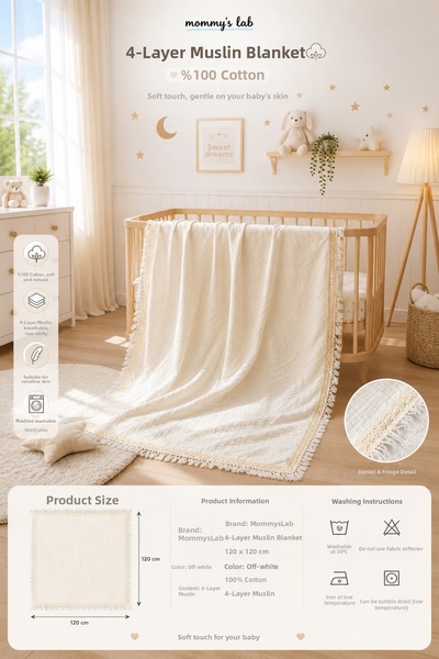 Mommyslab 4 Layer Muslin Baby Blanket - Muslin Blanket 120X120