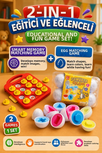 M&H 2-Piece Game Set - Smart Matching - Egg Matching - Educational and Learni...