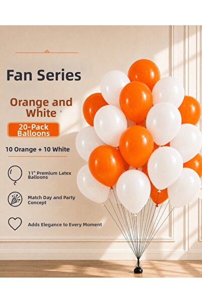 Marlon Balon Fan Series Orange White 20 Balloons Match Day Birthday Party Dec...