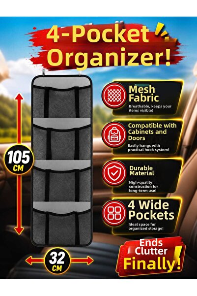 UYDEE Behind-The-Door Organizer Gray 4-Compartment Hanging Cabinet Organizer ...