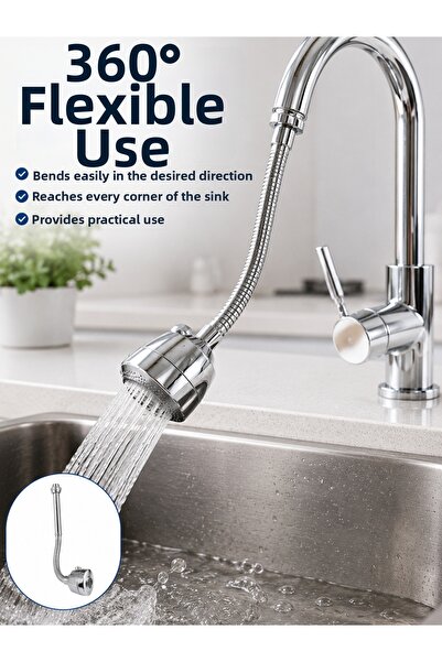alemdarshop Chrome Faucet Extension Apparatus 360 °   Rotatable Water-Saving ...