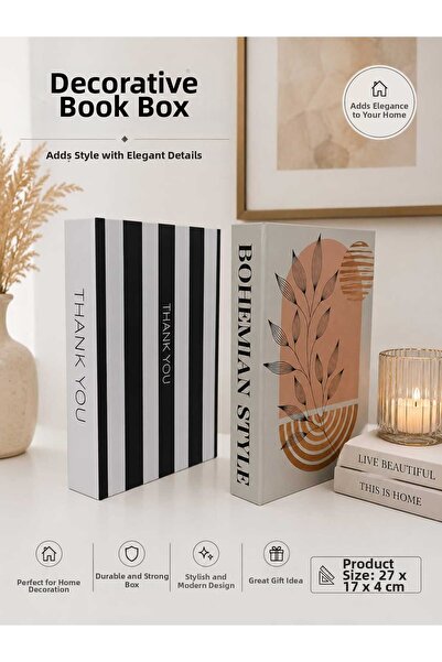 NARİBA Set of 2 Decorative Book Boxes