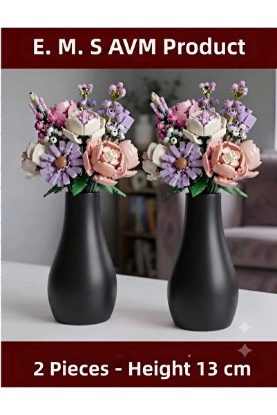 E.M.S AVM 2 Pieces Vase Drop Vase Decorative Vase Black Color 13 cm X 7 cm Le...