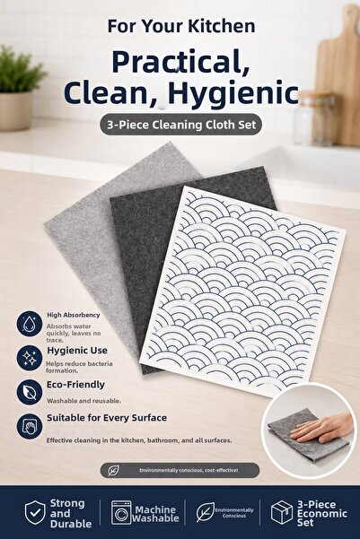 Clean Vibe 3 Colorful 100% Natural Cellulose Microfiber Cleaning Cloths