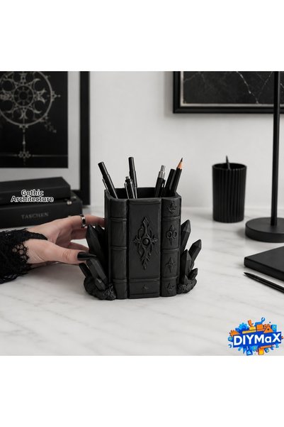 DIYMaX منظم لحمل الفرشاة والقلم بتصميم كتاب قوطي من الكريستال