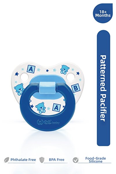 Wee Baby Patterned Soft Silicone Tip Orthodontic Pacifier 18+ Months Blue