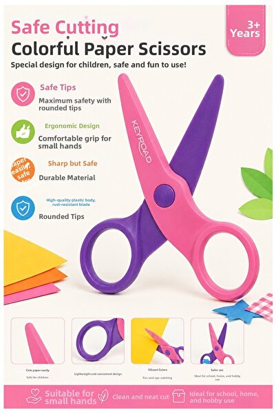 Artlantis Colorful Paper Scissors 1 Piece Keyroad Plastic Blunt Tip Protected...