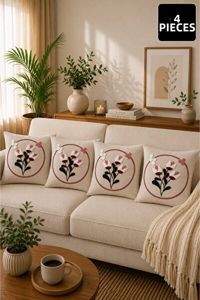 SEVMİŞ HOME Set of 4 Punch Throw Pillow Covers – Same Color and Pattern – Dec...