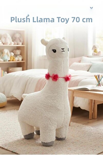Tıfıl Toys White Plush Llama 70 Cm; Cute and Comfortable Sleeping Pillow and ...