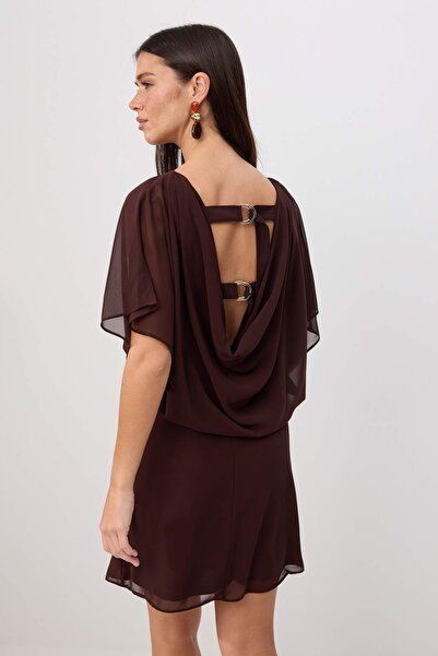 Trendyol Collection Rochie maro mini din șifon țesut, căptușită TWOSS26EL00524
