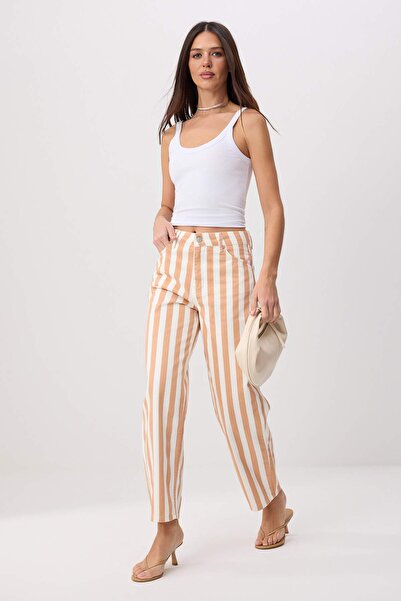 Trendyol Collection Multicolor*001 Draped 100% Cotton High Waist Barrel Jeans...