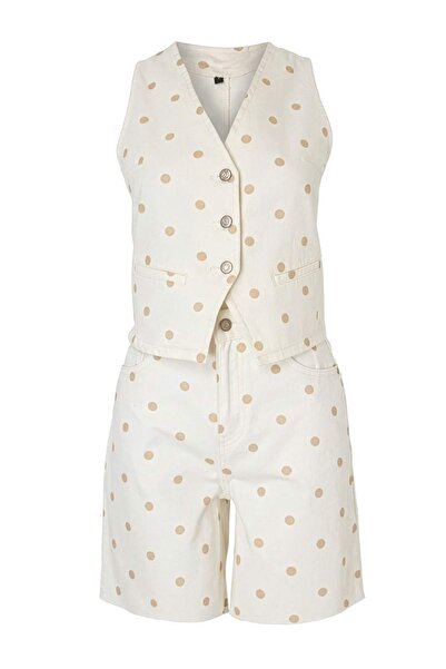 Trendyol Collection White Polka Dot Patterned Vest Shorts Denim Bottom - Top ...