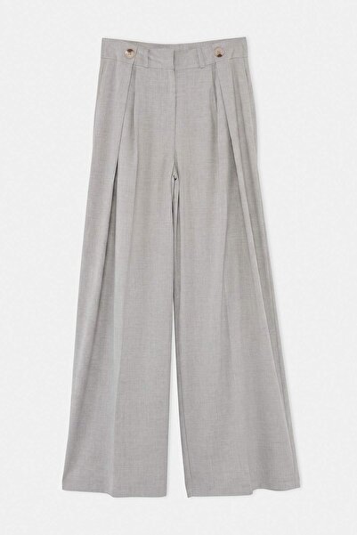 Trendyol Collection Gray Double Pleated Wide Leg Pants Twoss26Pl00226