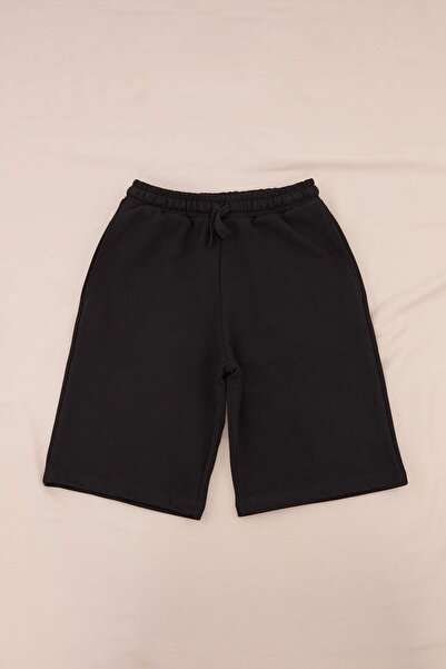 TRENDYOLKIDS Black Plain Knitted Shorts & Bermuda Tkdss26Sr00031