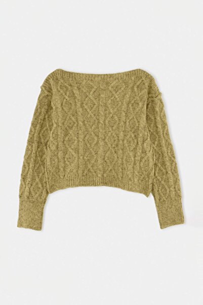 Trendyol Collection Pulover tricotat super crop cu guler rotund și mâneci scu...