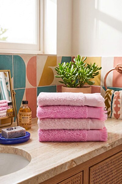 TRENDYOLMİLLA HOME Set mit 4 Gesichtshandtüchern mit Quasten, 50 x 80 cm, TPH...